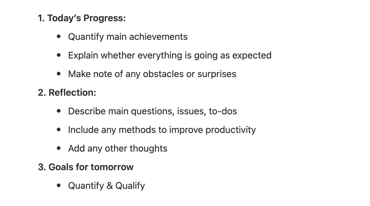 Daily report template